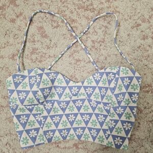 Zara White Top with Blue Flowers